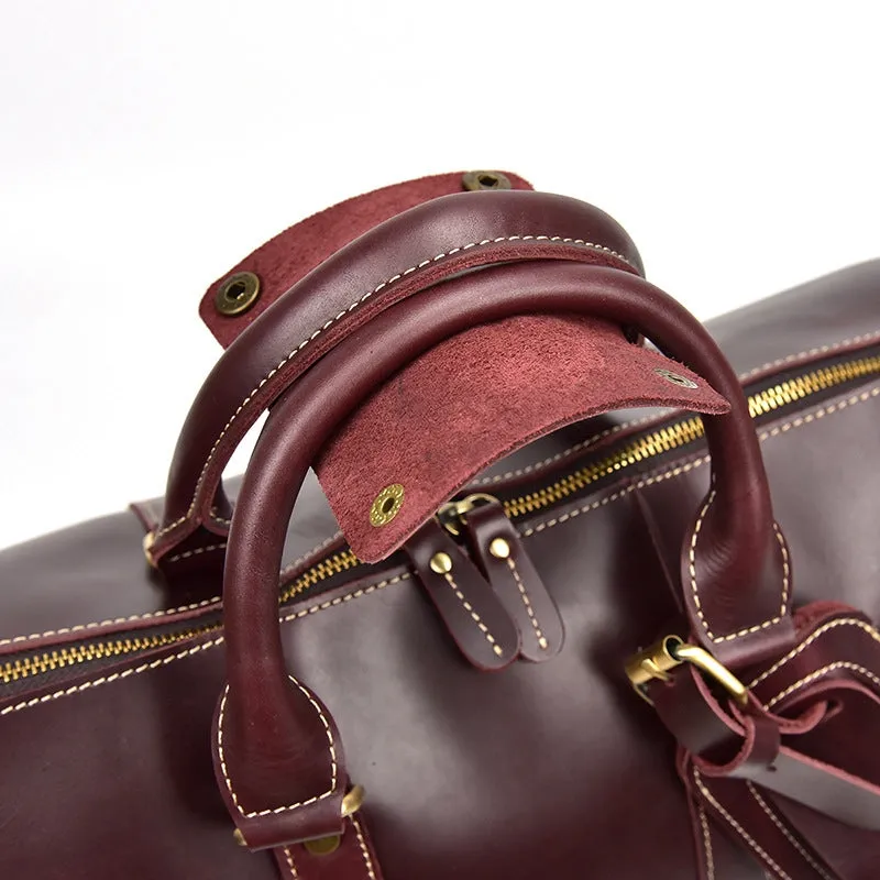 Personalized Vintage Full-grain Leather Duffle Bag, Good Travel Bag