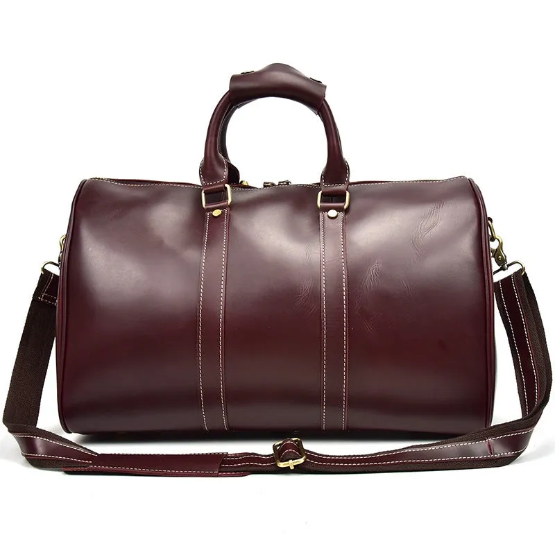 Personalized Vintage Full-grain Leather Duffle Bag, Good Travel Bag