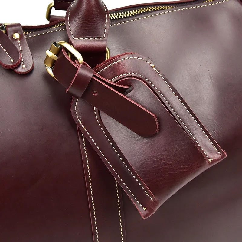 Personalized Vintage Full-grain Leather Duffle Bag, Good Travel Bag