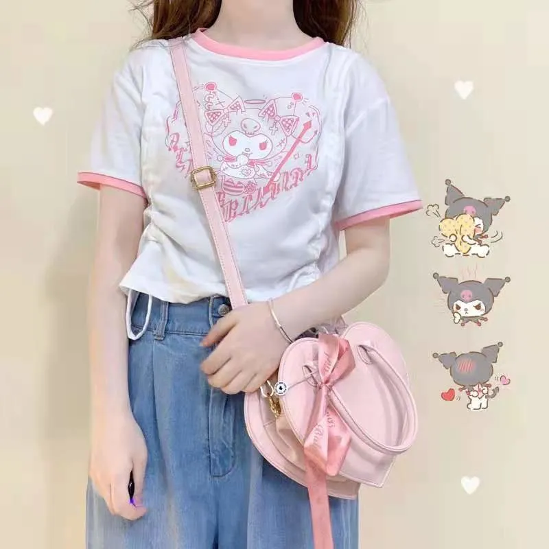 Pink & White Kuromi Crop Top