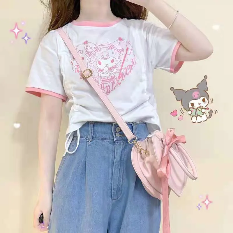 Pink & White Kuromi Crop Top