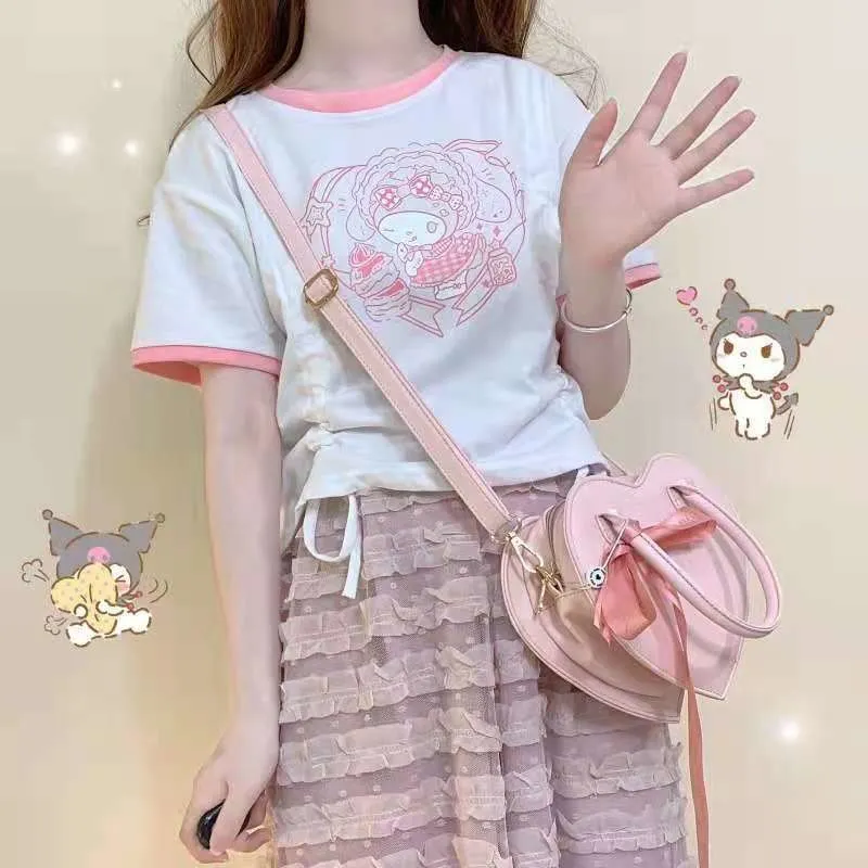 Pink & White Kuromi Crop Top