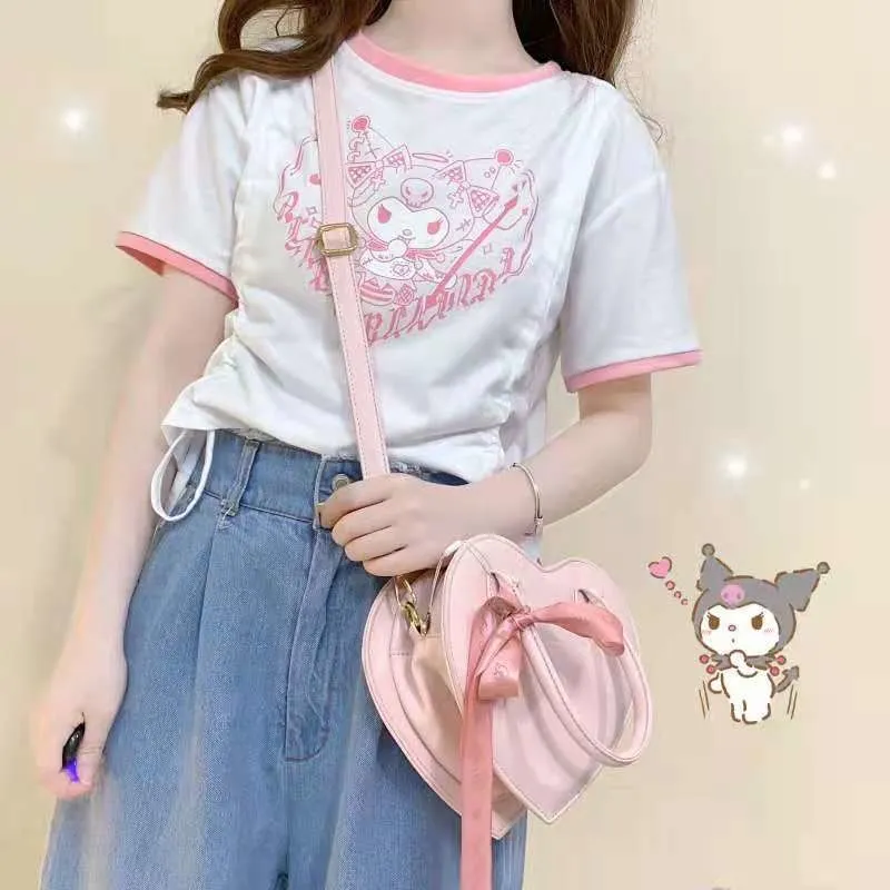 Pink & White Kuromi Crop Top