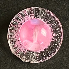 Pink and Clear Crystal Piecrust Glass Vintage Buttons, Pre-WWII, 1/2" New Old Stock, Per Button #BK-404