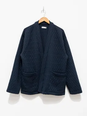 Poly Quilt Jacquard Jersey Easy Cardigan - Navy