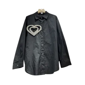 Pre Order:  3D Heart-Shaped Decoration Retro Loose Shirt