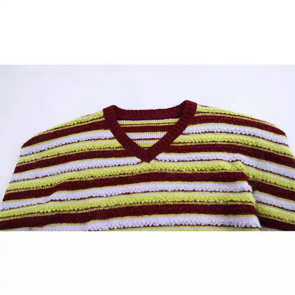 Pre Order: Retro Contrasting Striped Knit Sweater