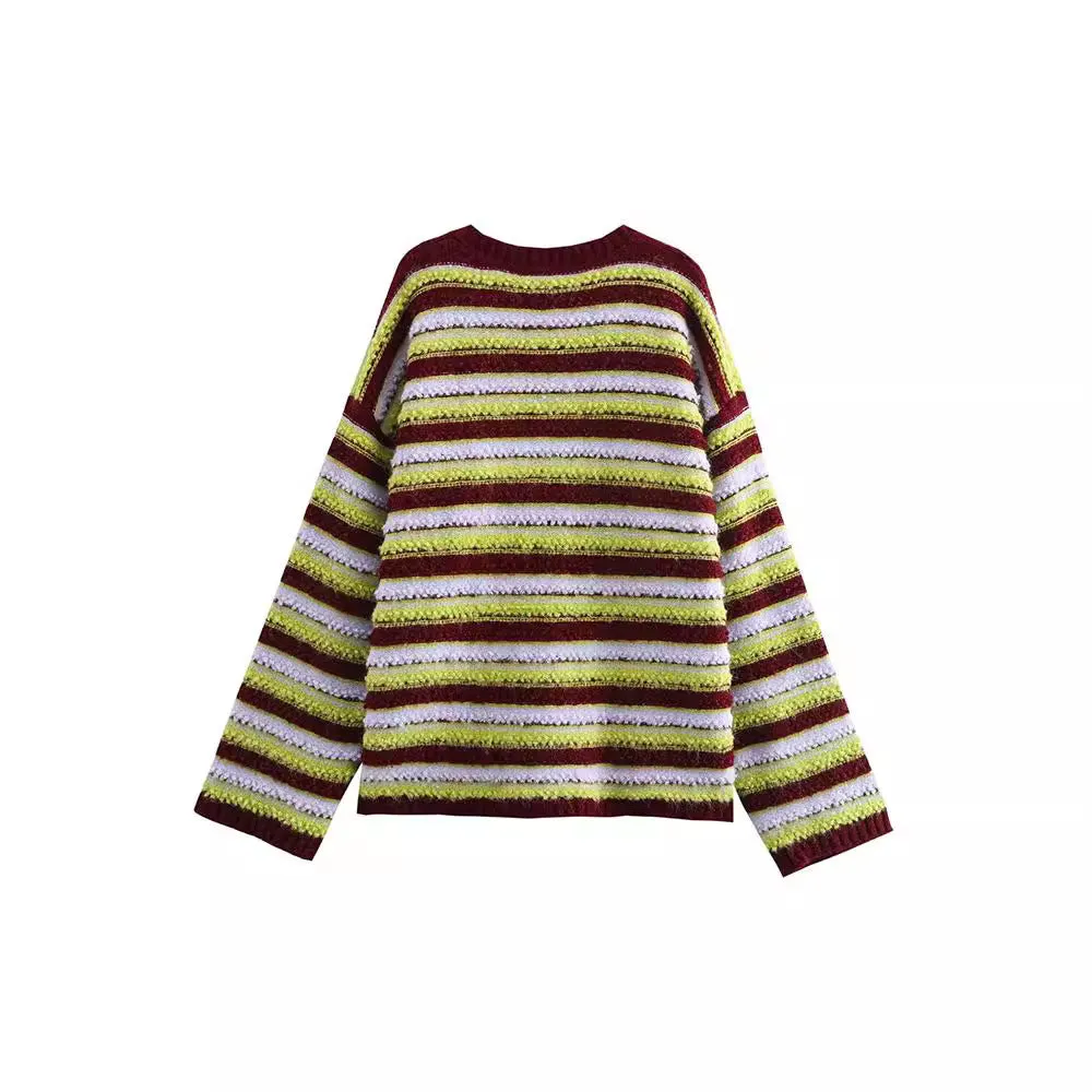 Pre Order: Retro Contrasting Striped Knit Sweater