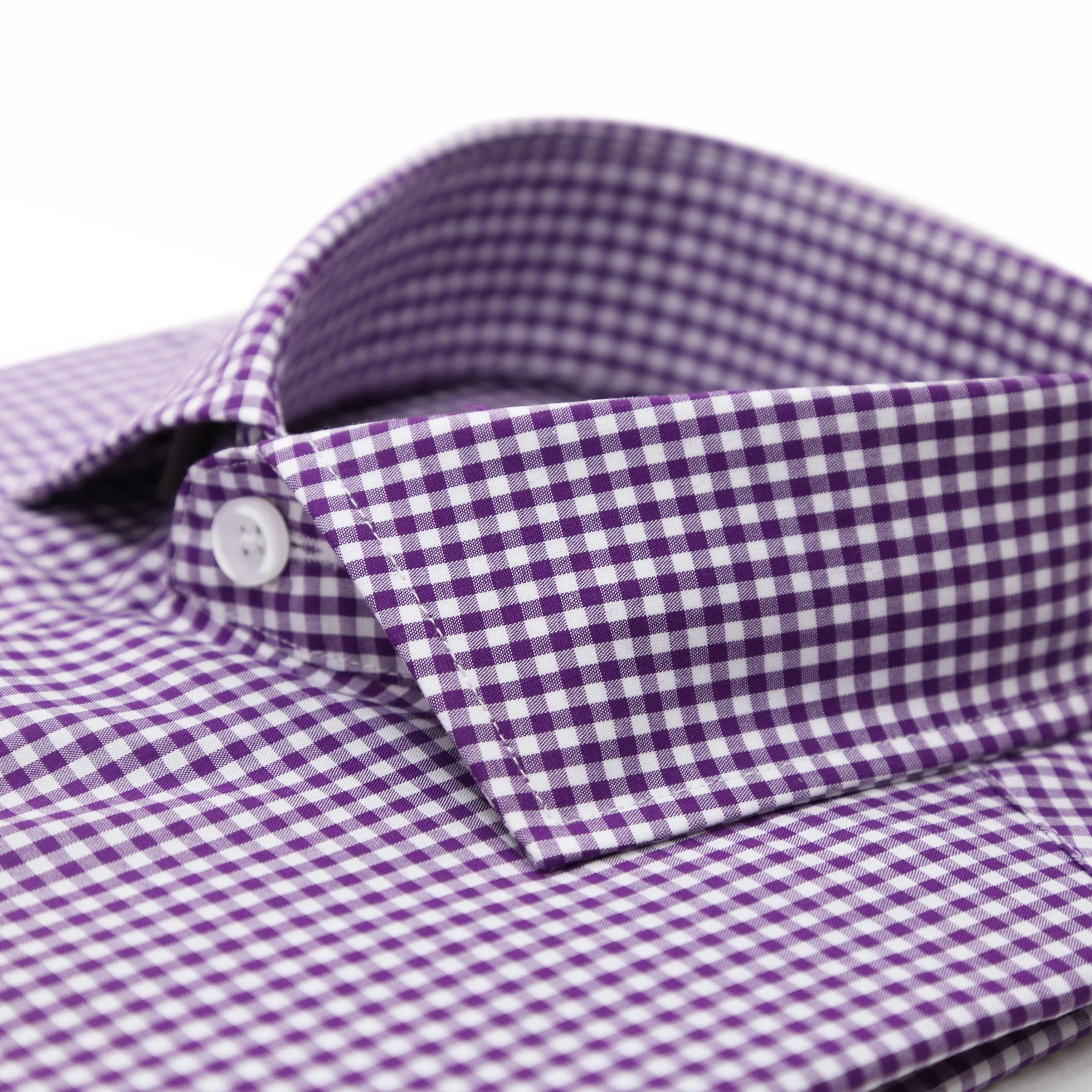 Purple Gingham Check French Cuff Dress Shirt - Regular Fit