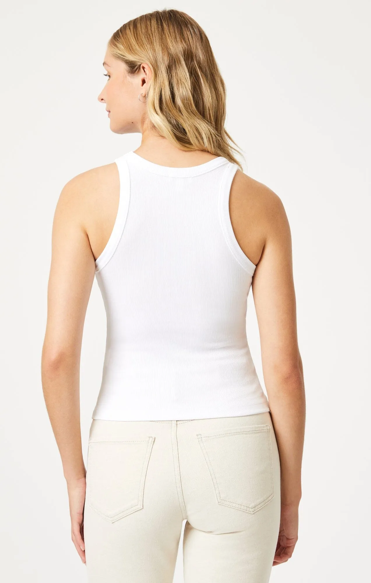 RACER BACK TANK TOP IN WHITE