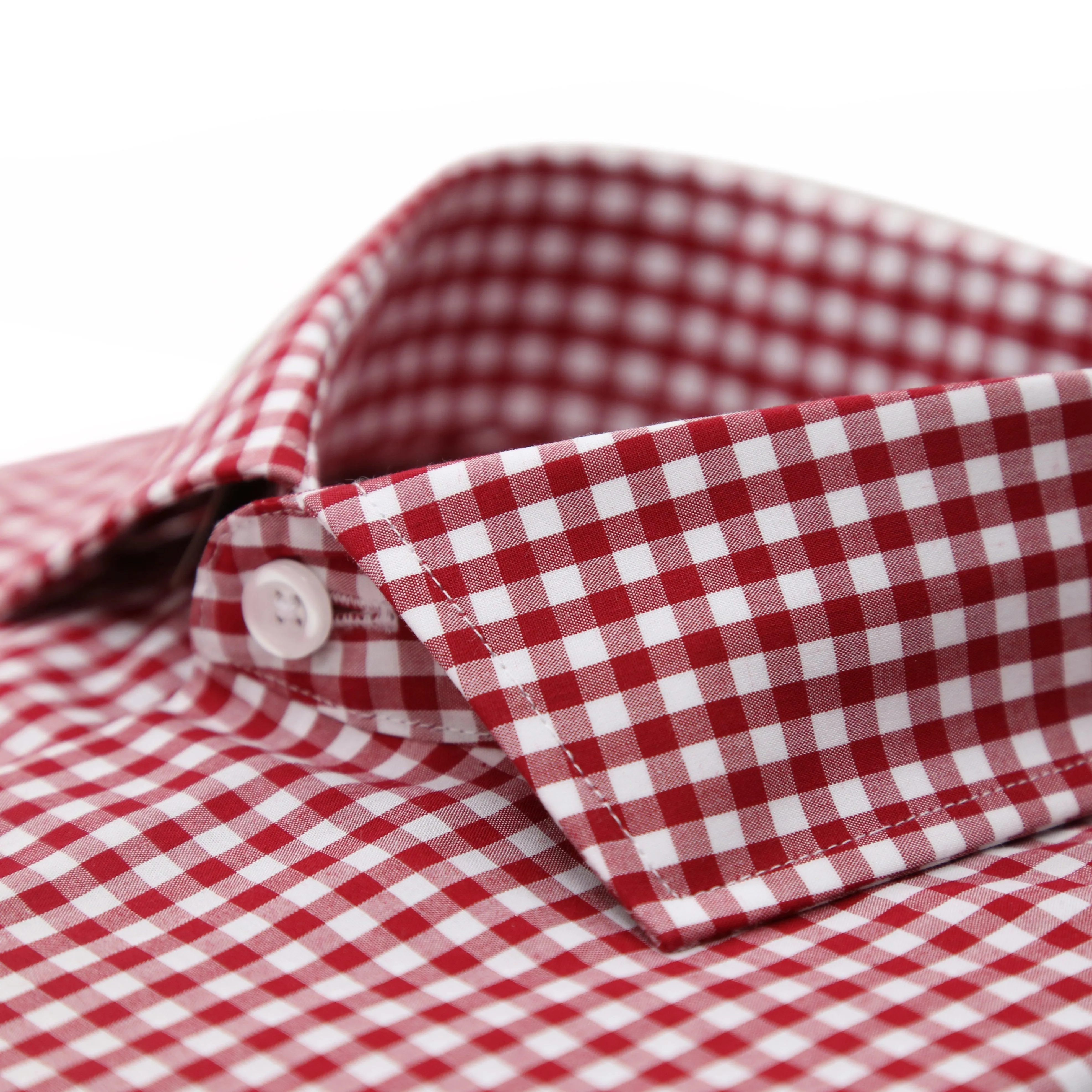 Red Gingham Check French Cuff Dress Shirt - Regular Fit