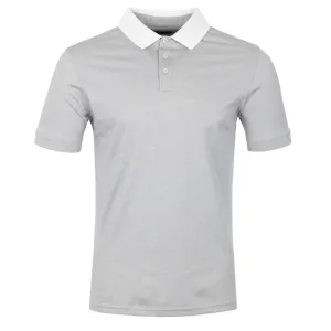 Remus Uomo Micro Pique Contrast Collar Polo Shirt in Light Grey