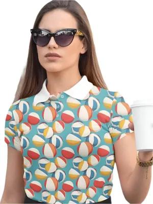 Retro Beach Balls Women's Polo T-Shirt