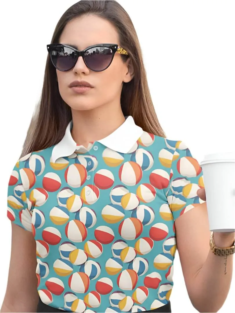 Retro Beach Balls Women's Polo T-Shirt