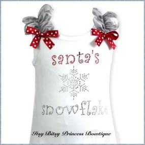 Rhinestone Santa's Snowflake White Tank Top