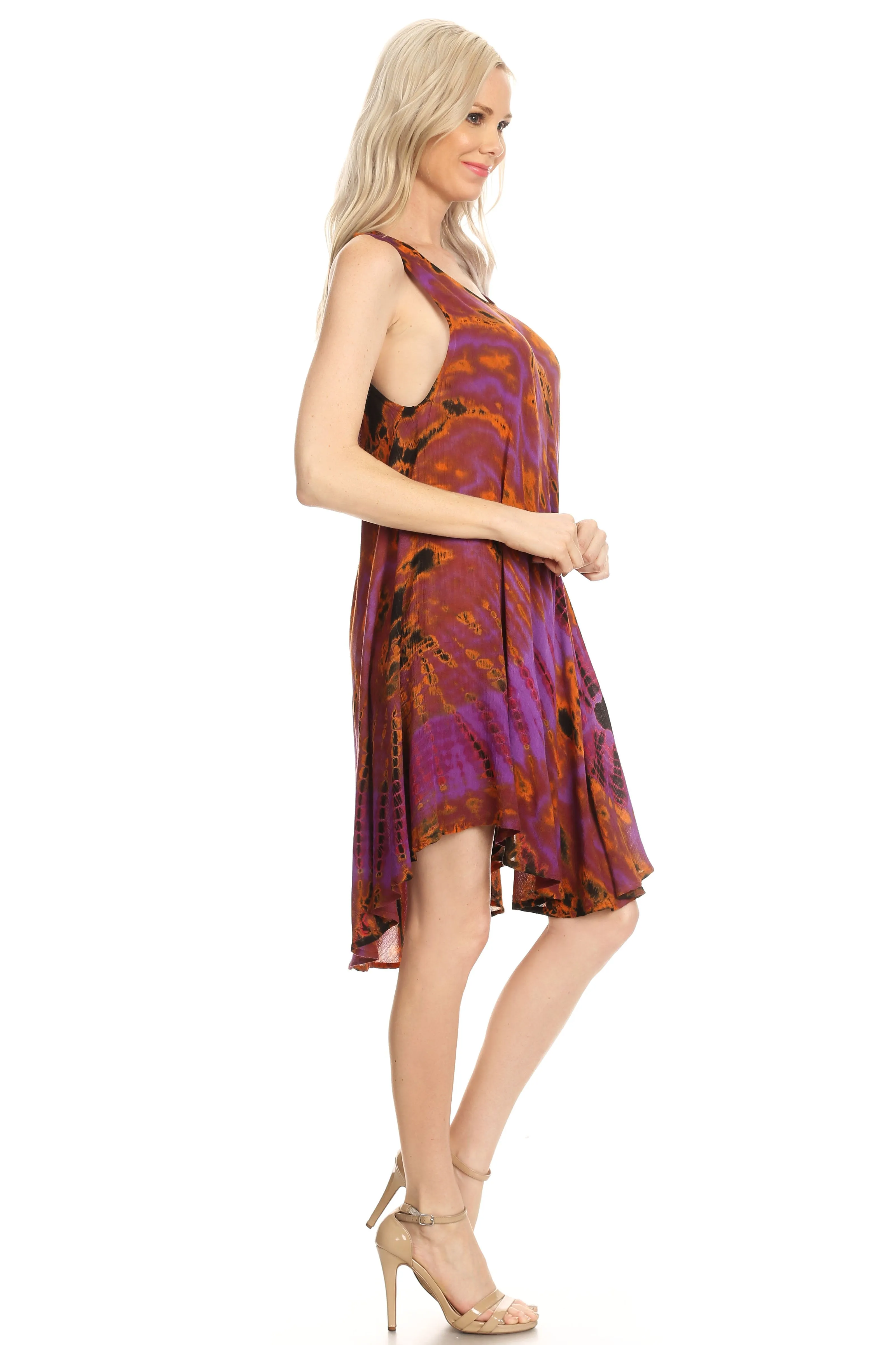 Sakkas Falani Tie Dye Sleeveless Long Tank Style Dress | Cover Up