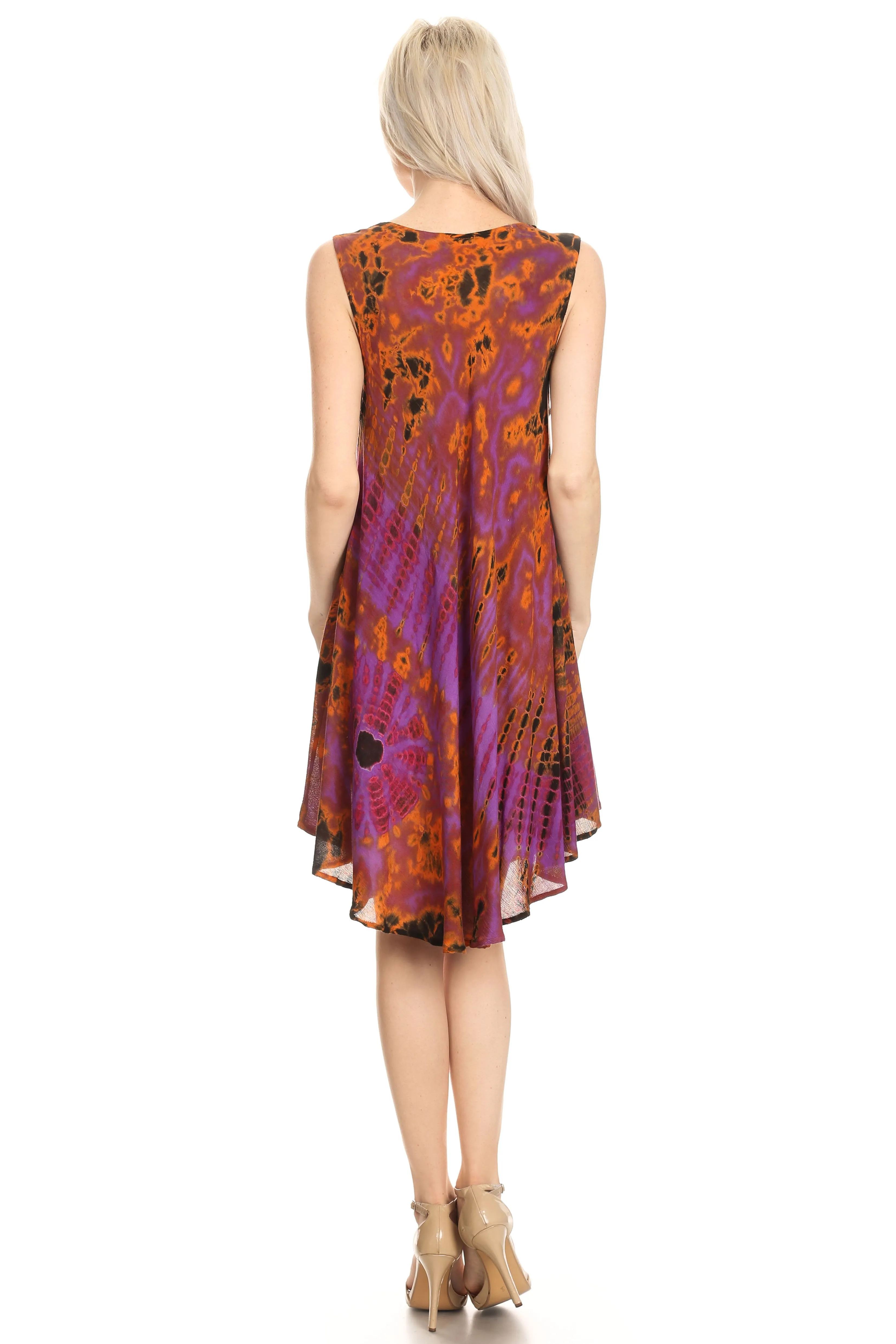 Sakkas Falani Tie Dye Sleeveless Long Tank Style Dress | Cover Up