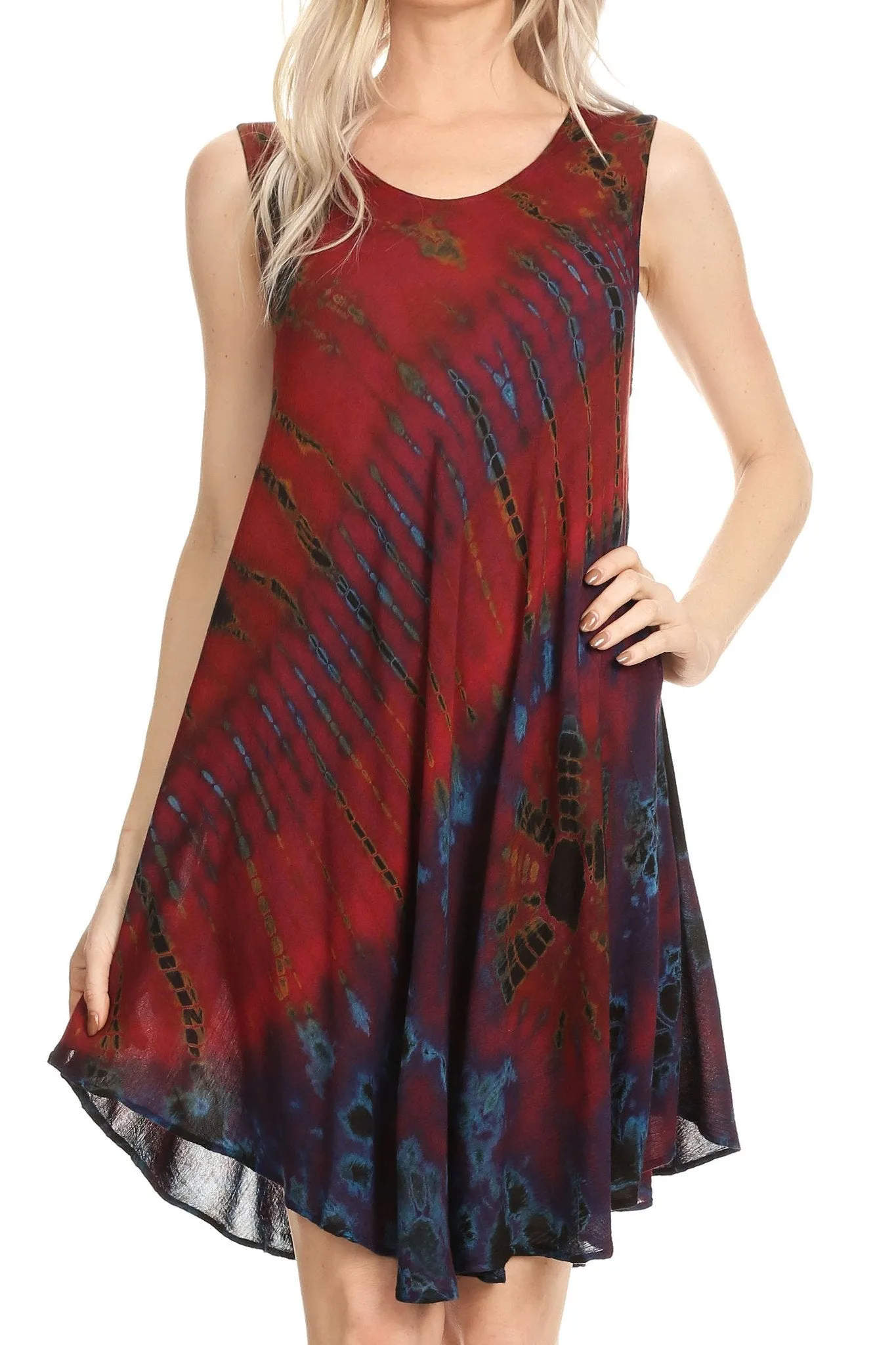 Sakkas Falani Tie Dye Sleeveless Long Tank Style Dress | Cover Up