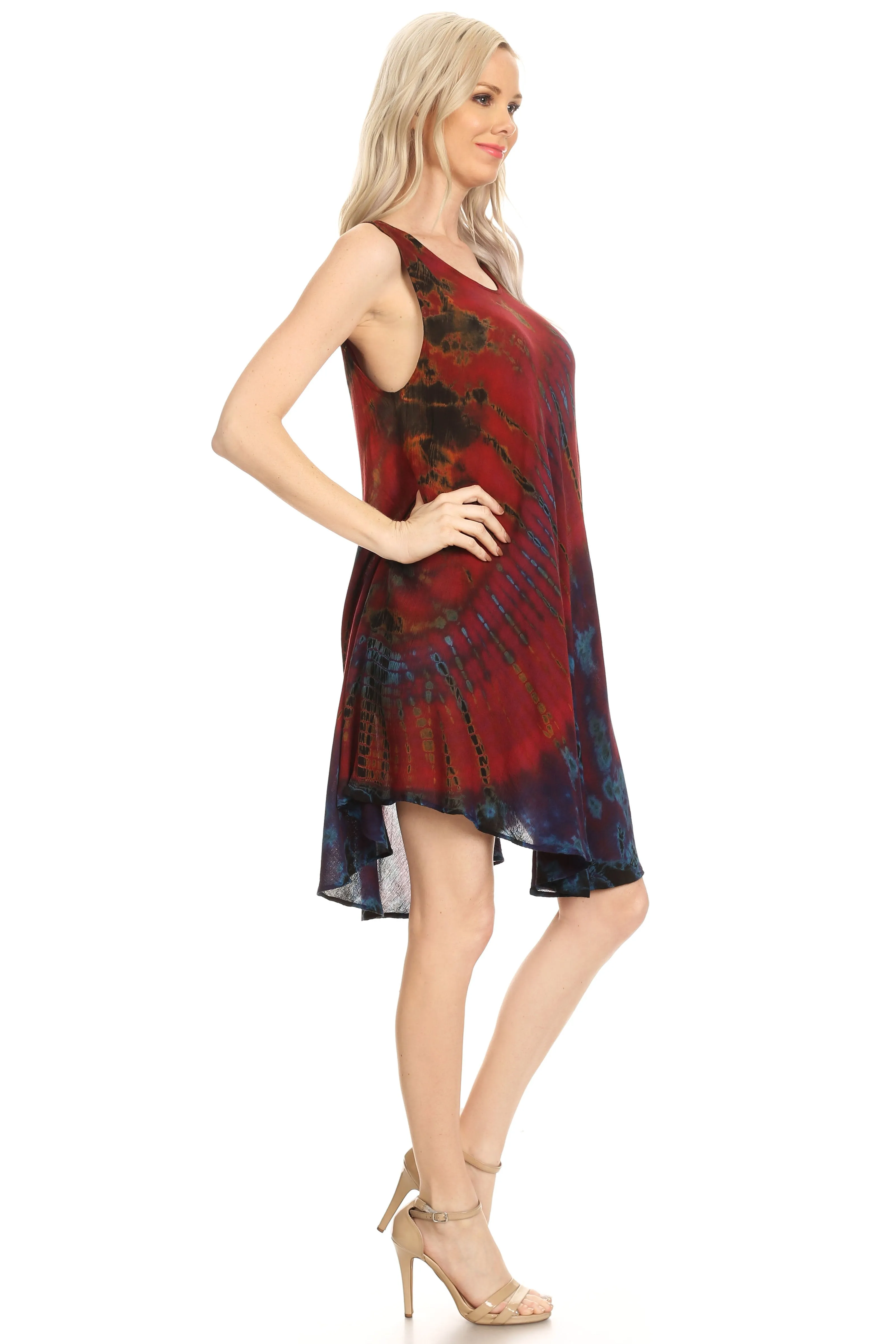 Sakkas Falani Tie Dye Sleeveless Long Tank Style Dress | Cover Up