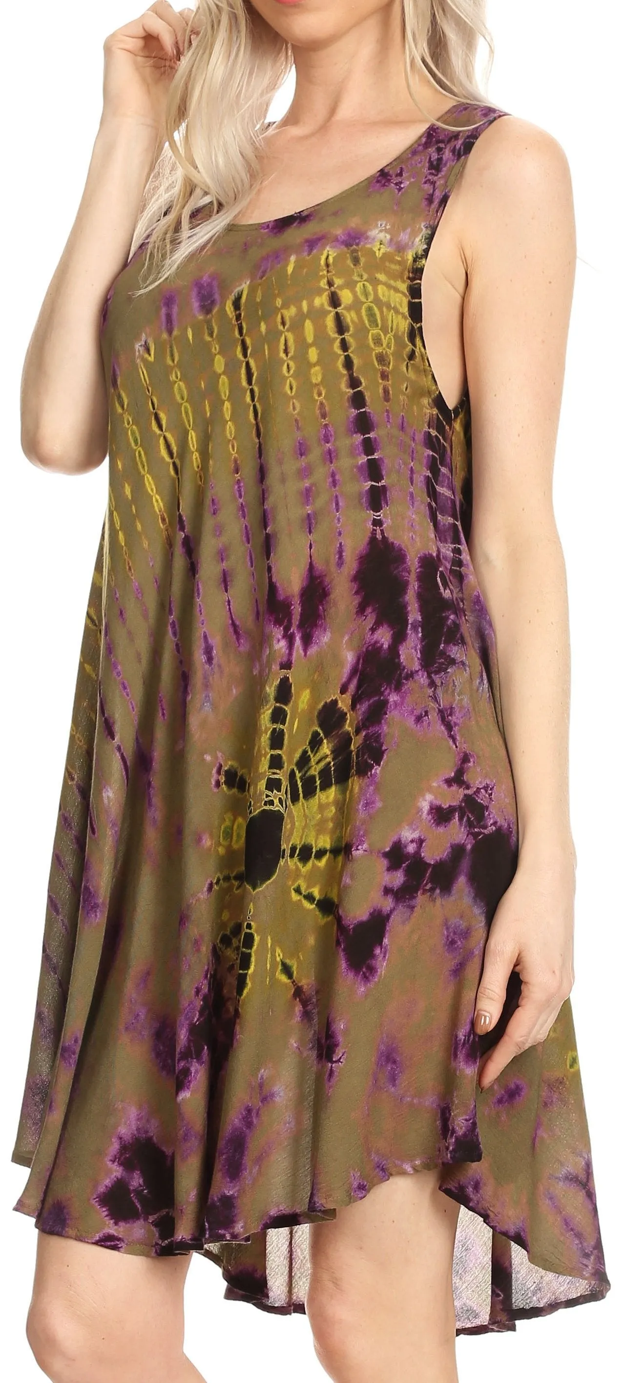 Sakkas Falani Tie Dye Sleeveless Long Tank Style Dress | Cover Up