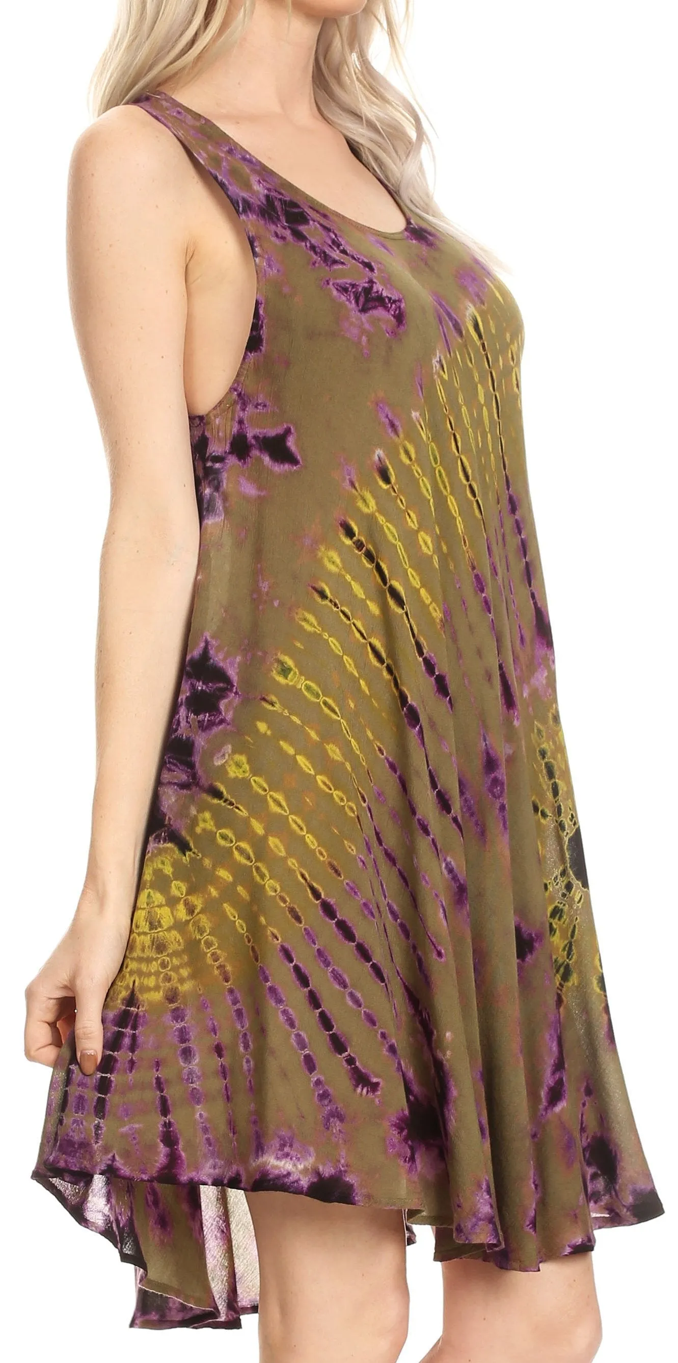 Sakkas Falani Tie Dye Sleeveless Long Tank Style Dress | Cover Up