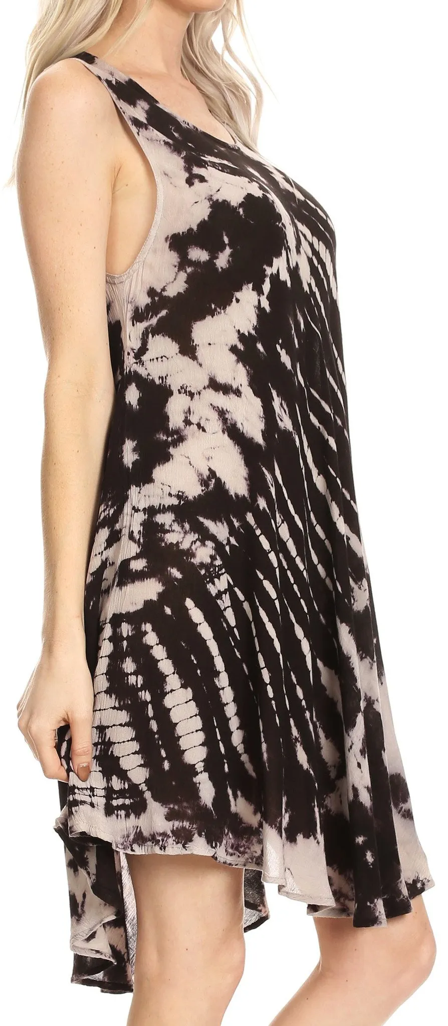 Sakkas Falani Tie Dye Sleeveless Long Tank Style Dress | Cover Up