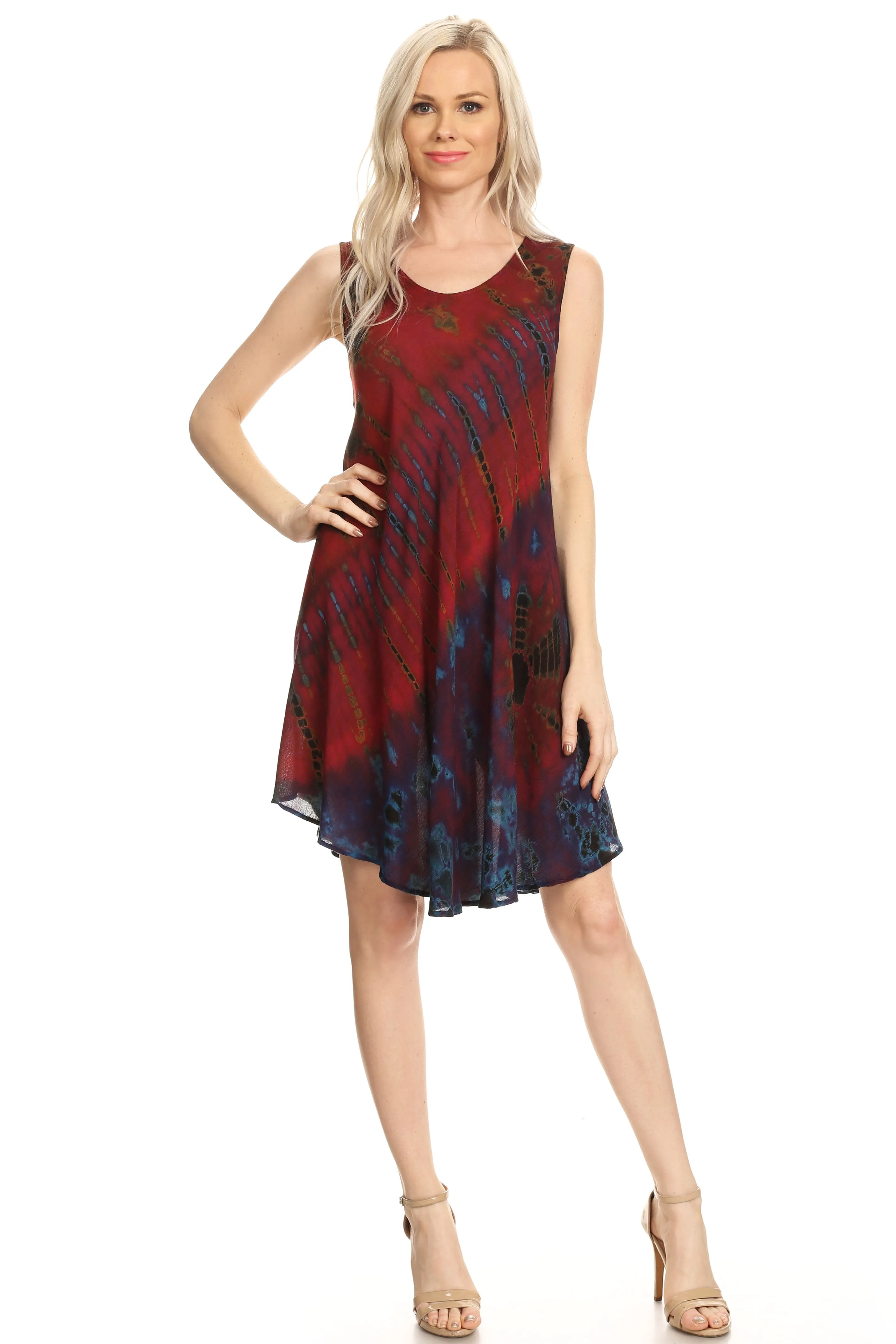 Sakkas Falani Tie Dye Sleeveless Long Tank Style Dress | Cover Up