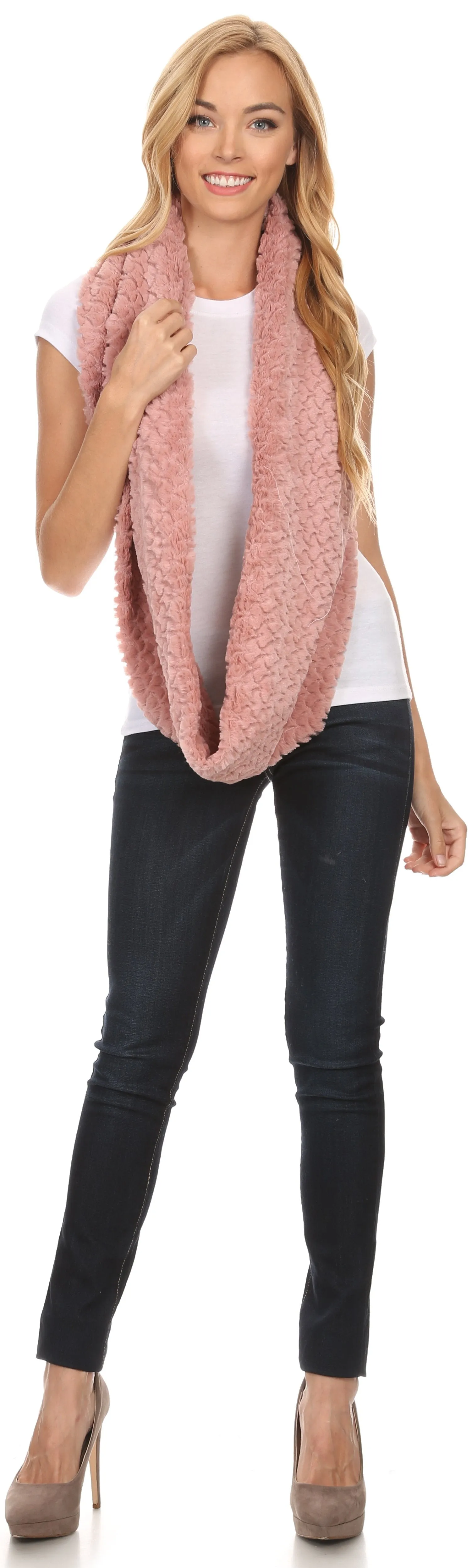 Sakkas Pulle Long Wide Flowing Comfortable Soft Fuzzy Fur Infinity Wrap Scarf