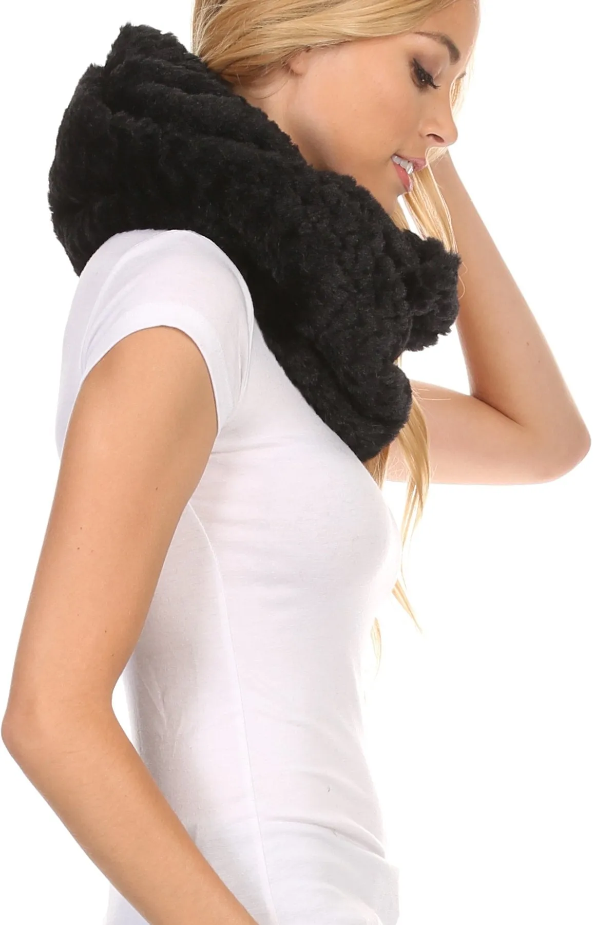 Sakkas Pulle Long Wide Flowing Comfortable Soft Fuzzy Fur Infinity Wrap Scarf