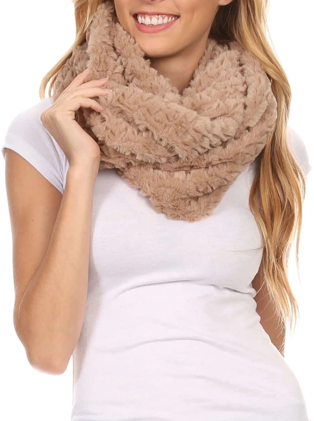 Sakkas Pulle Long Wide Flowing Comfortable Soft Fuzzy Fur Infinity Wrap Scarf