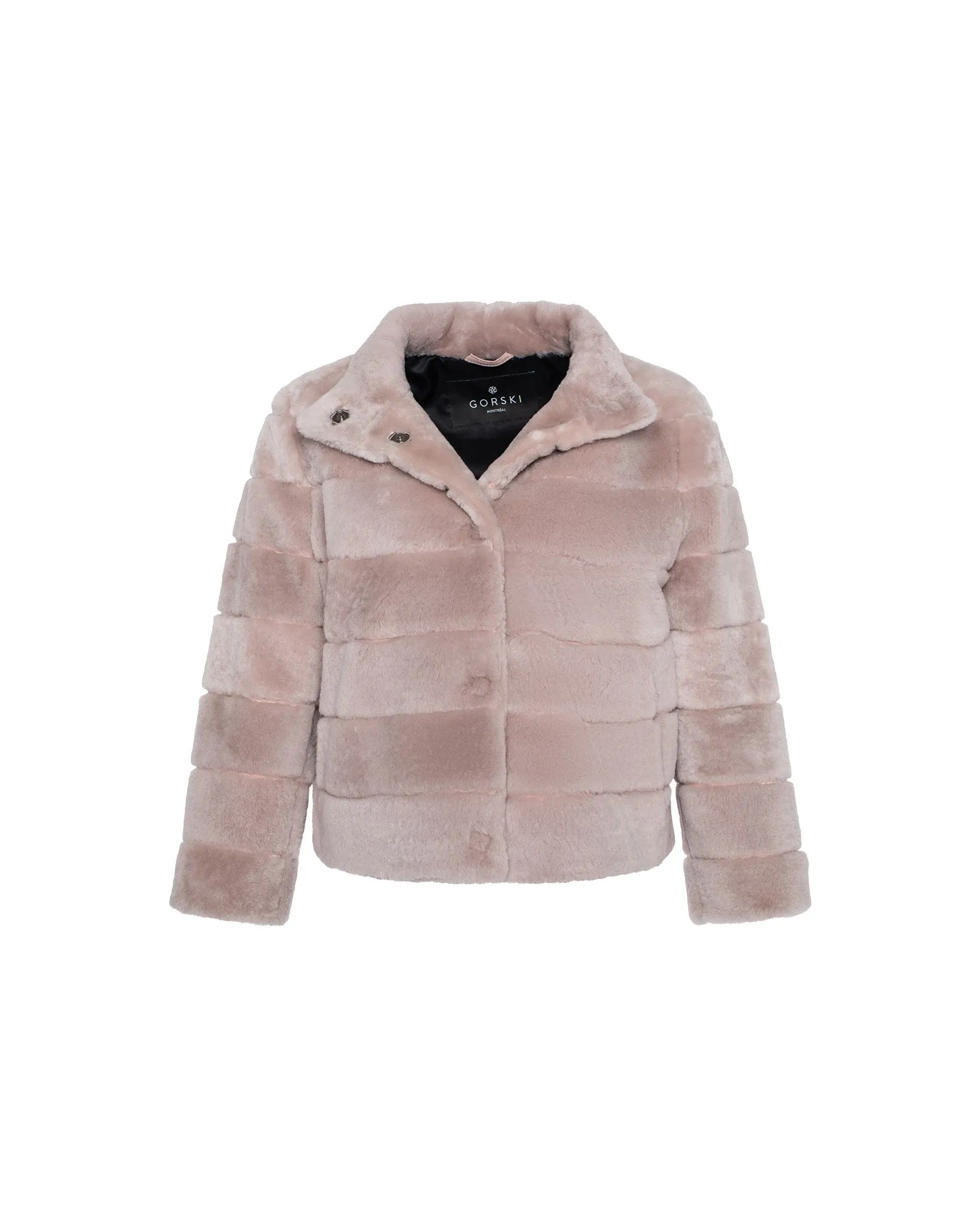 Select Shearling Lamb Horizontal Jacket with Cropped Sleeves