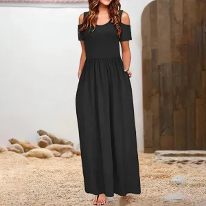 Sexy Black Waist Fit Long Sleeve Slim Casual Short Solid High Summer Dress