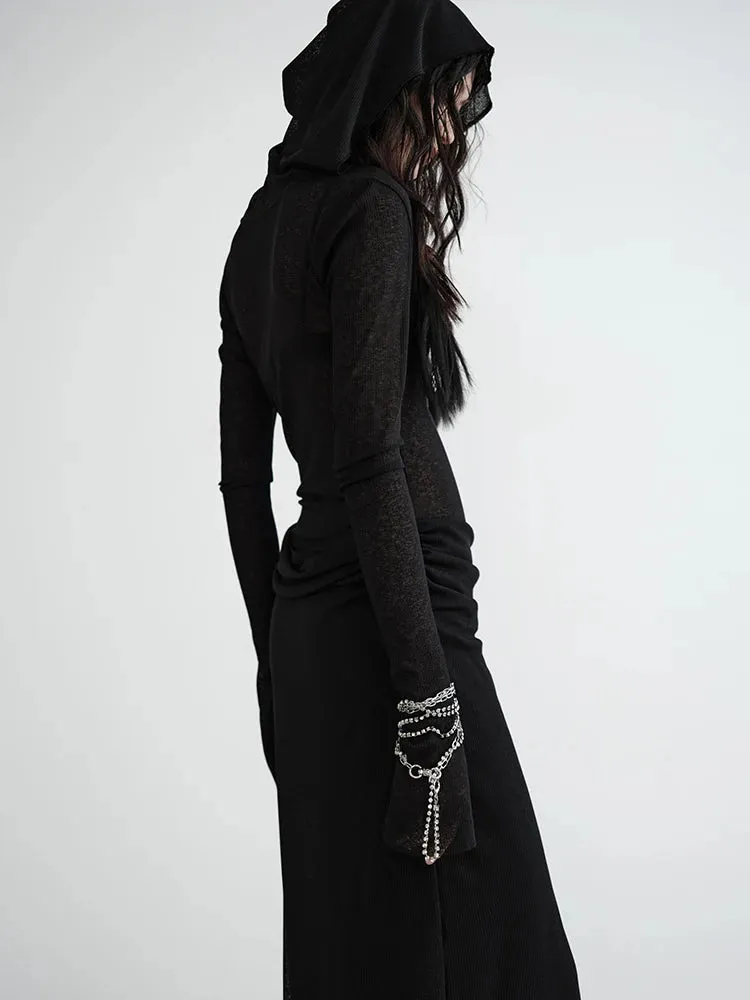 Sheerasay Long Sleeve Hooded Dress