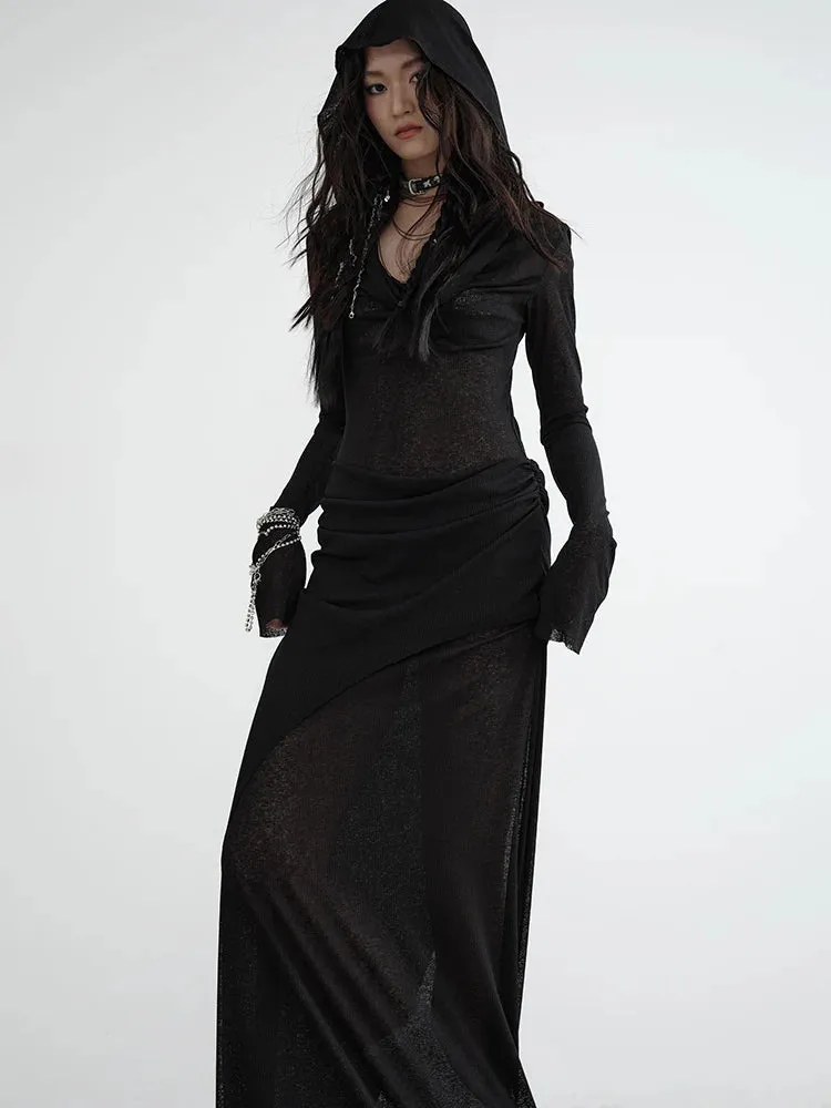 Sheerasay Long Sleeve Hooded Dress