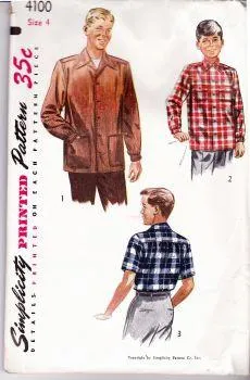 Simplicity 4100 Vintage Sewing Pattern Boys Shirt