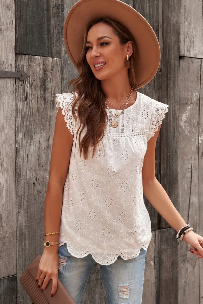 Sleeveless Eyelet Tank Top