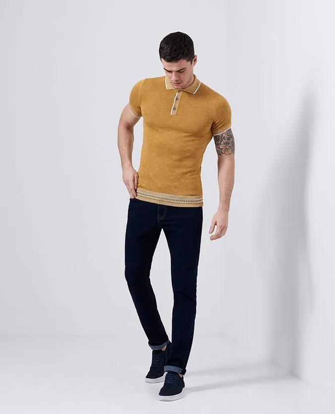 Slim Fit Knitted Cotton Polo Shirt