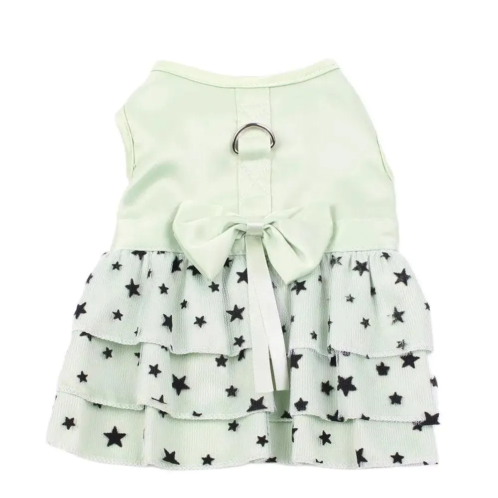 Small Dog Cat Shirt with Bow & Stars Design