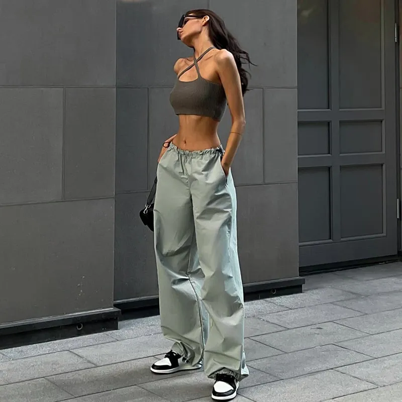 Solid Parachute Relaxed Trousers