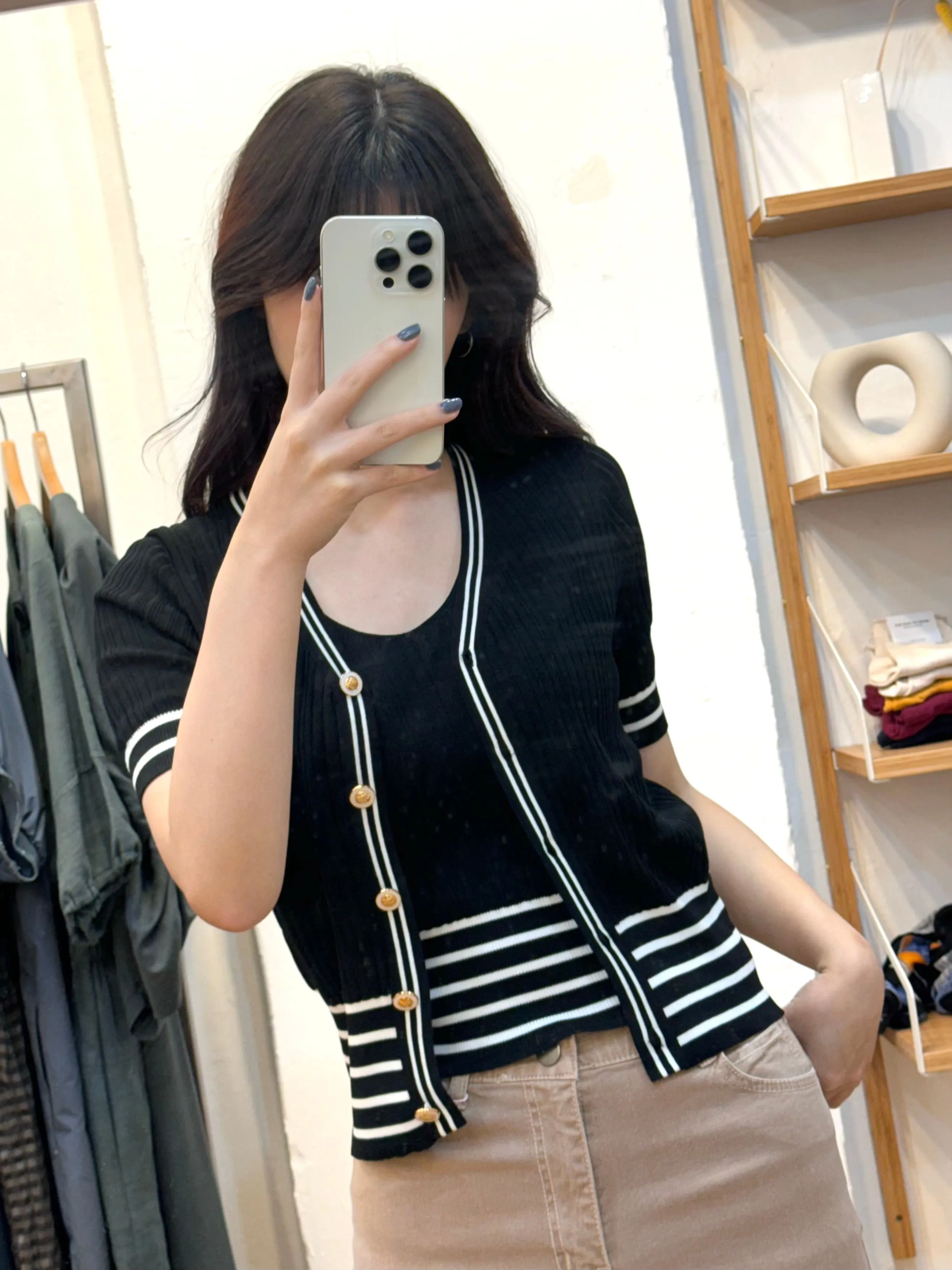 Stripe Tank Top   Cardigan Sets