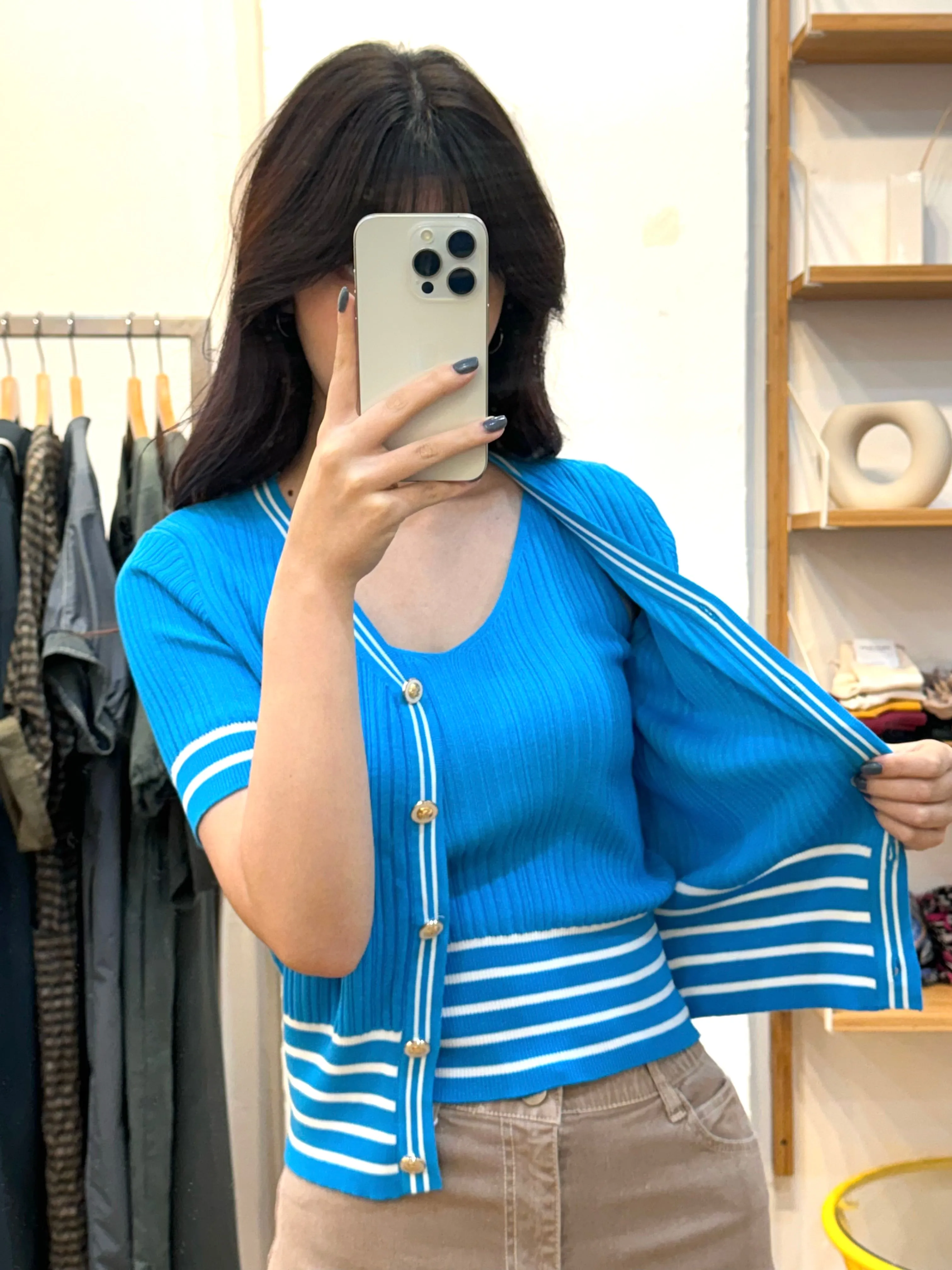 Stripe Tank Top   Cardigan Sets