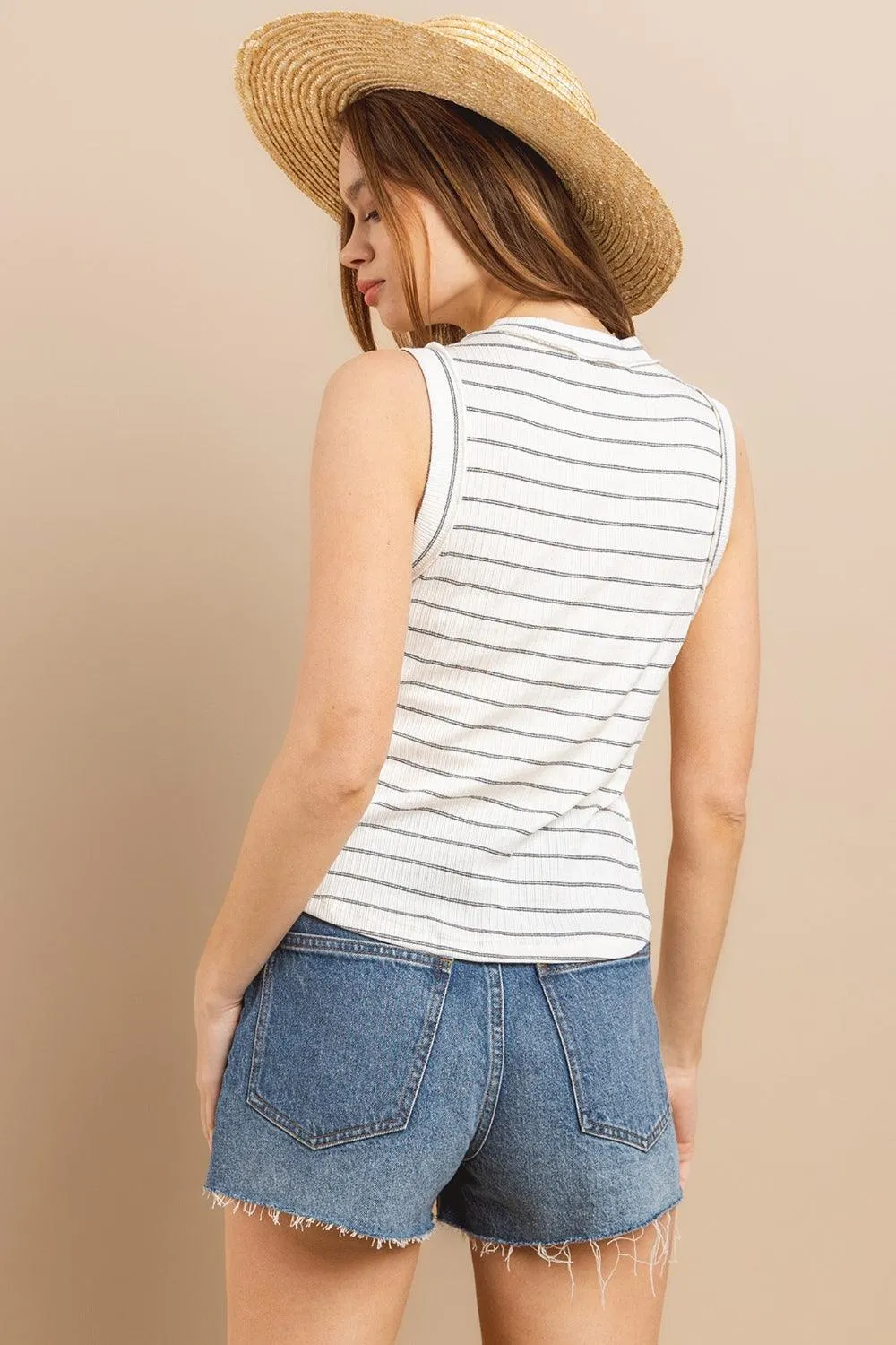 Striped Round Neck Tank Top