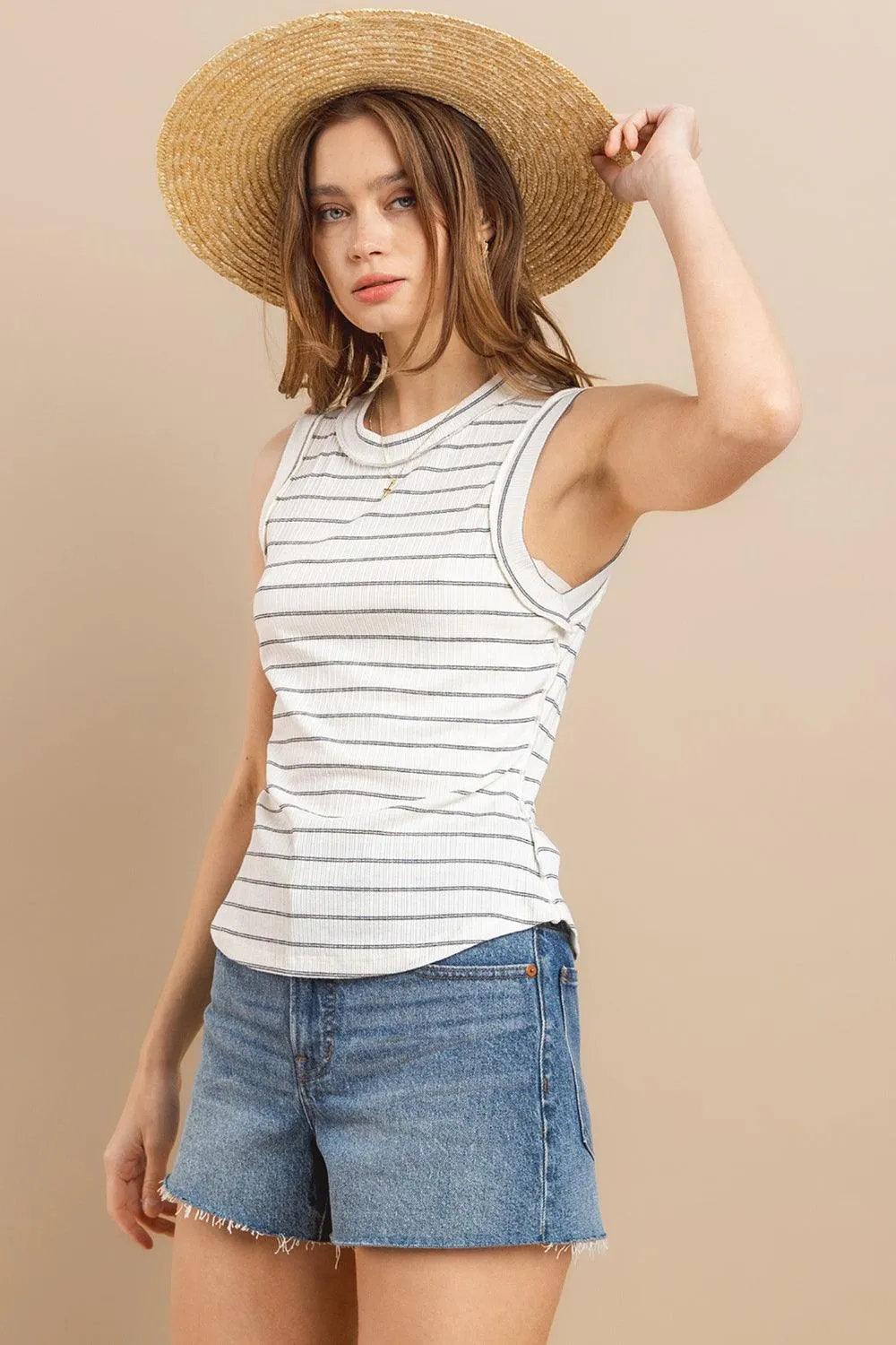 Striped Round Neck Tank Top