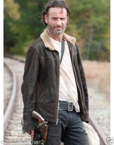 THE WALKING DEAD RICK GRIMES - ANDREW LINCOLN 100% SUEDE LEATHER JACKET-BNWT