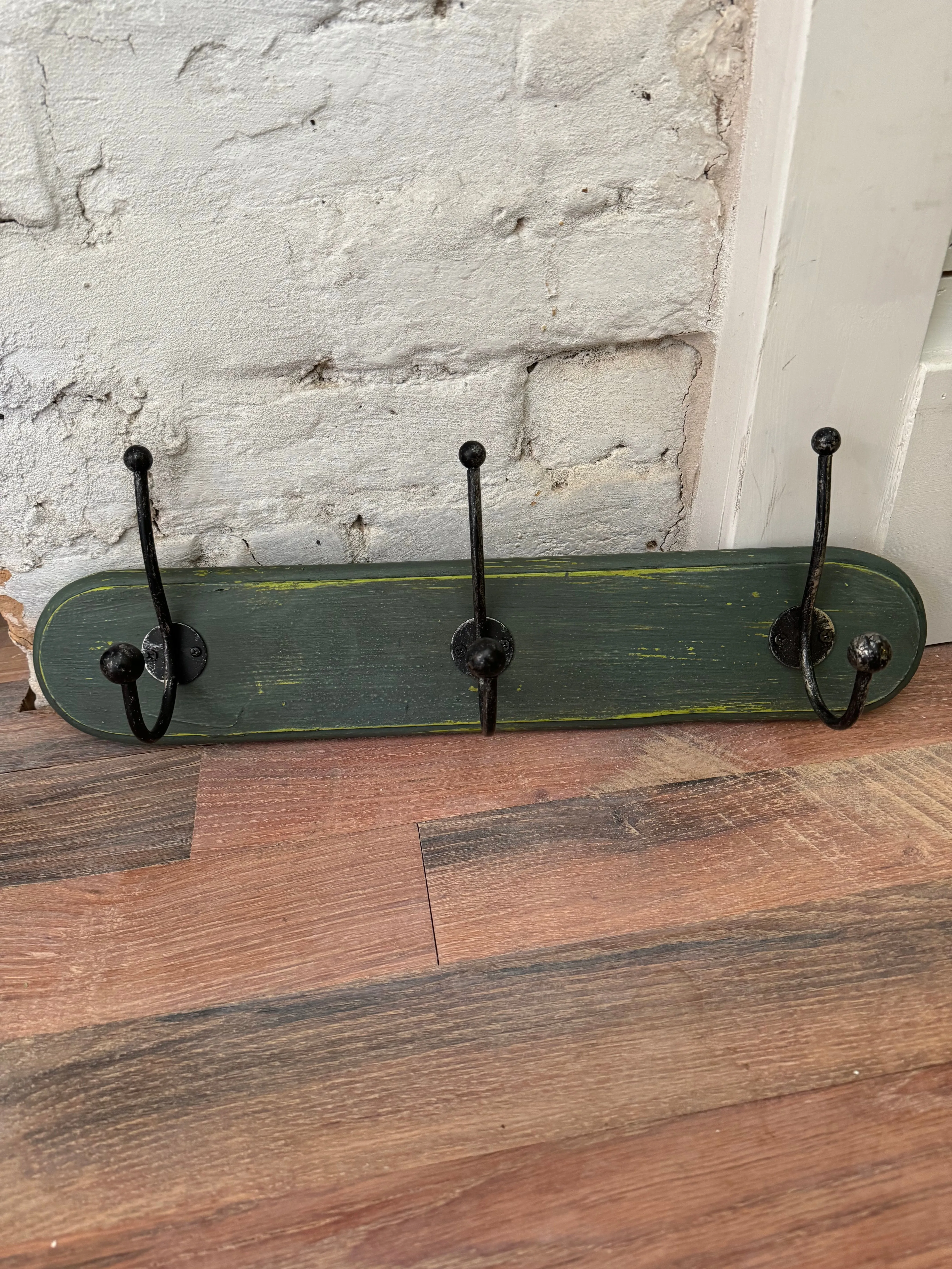 Three Hook Coat Rack - wood hand painted