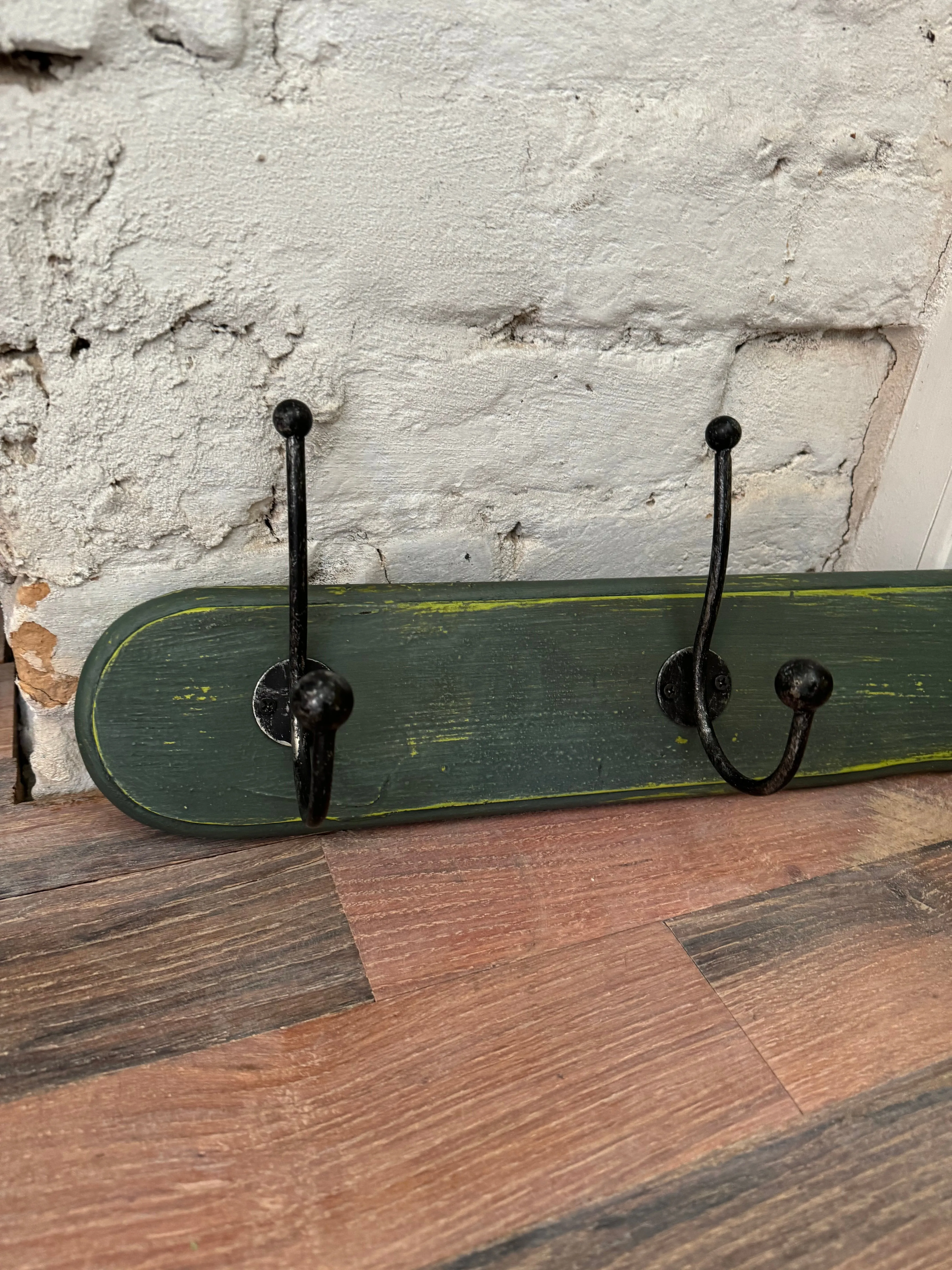 Three Hook Coat Rack - wood hand painted