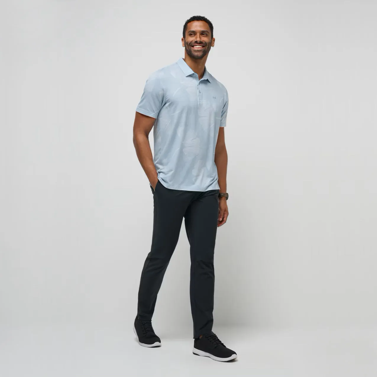 Travis Mathew Featherweight Mist Golf Shirt - Heather Dusty Blue