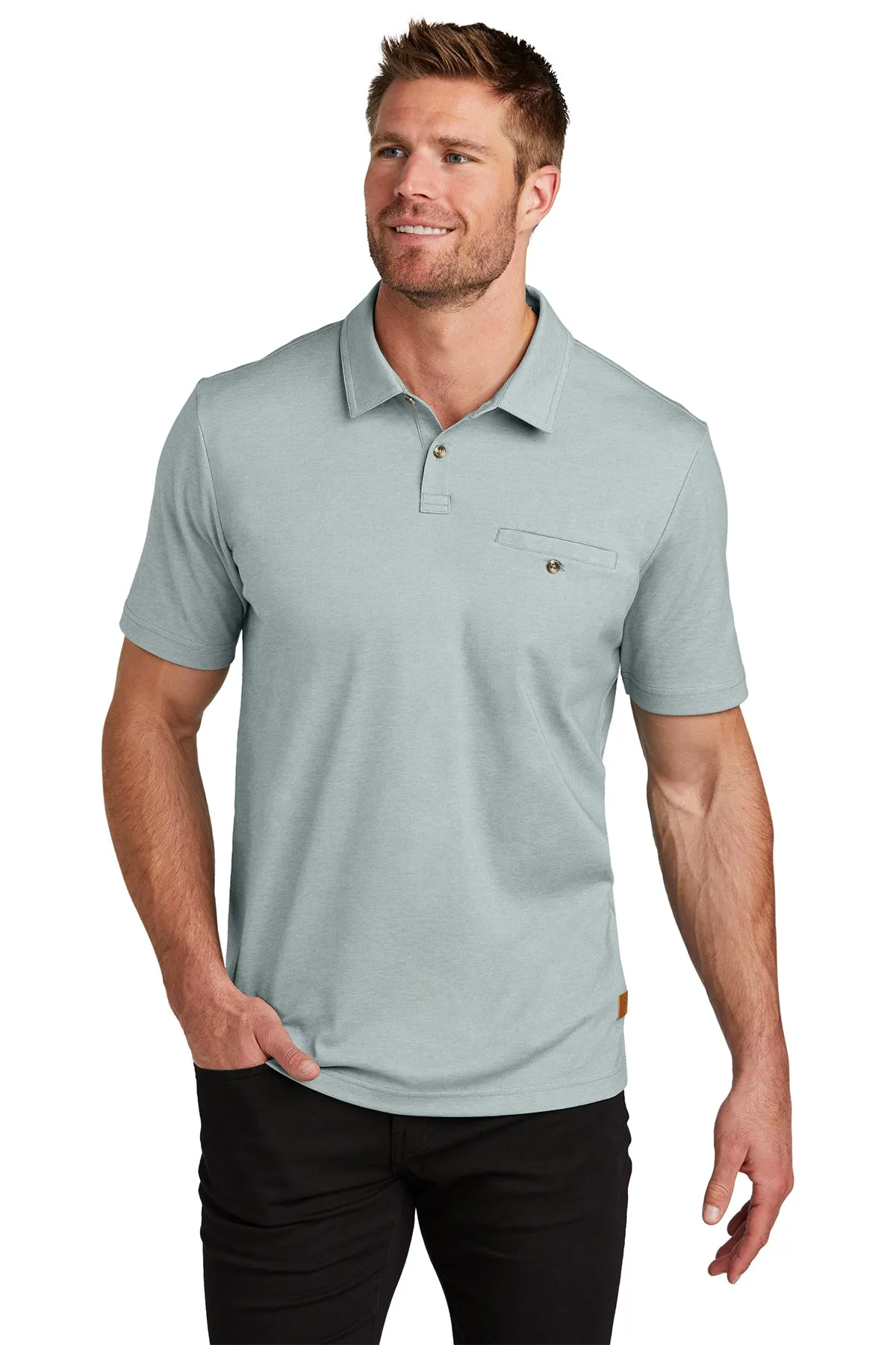 TravisMathew Sunsetters Custom Pocket Polos, Balsam Green Heather