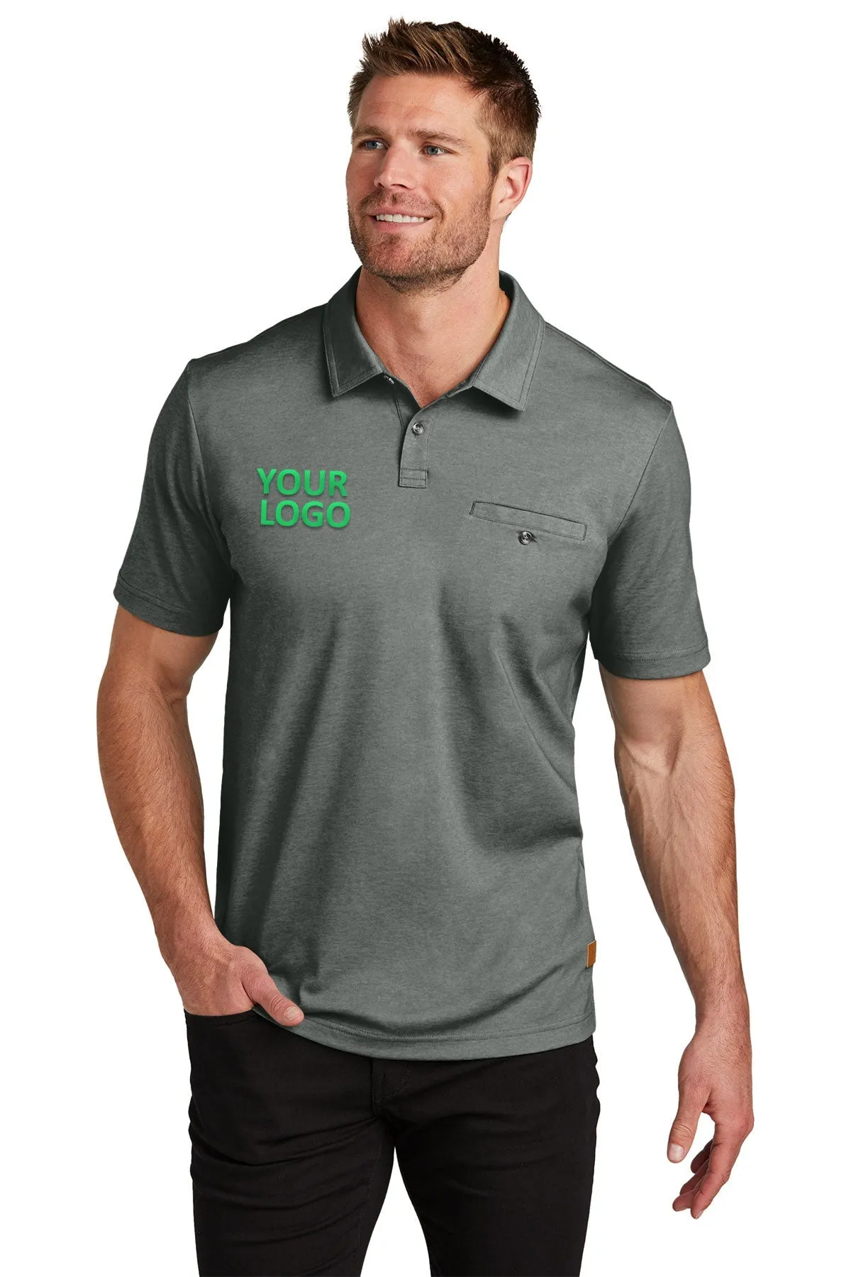 TravisMathew Sunsetters Custom Pocket Polos, Black Heather