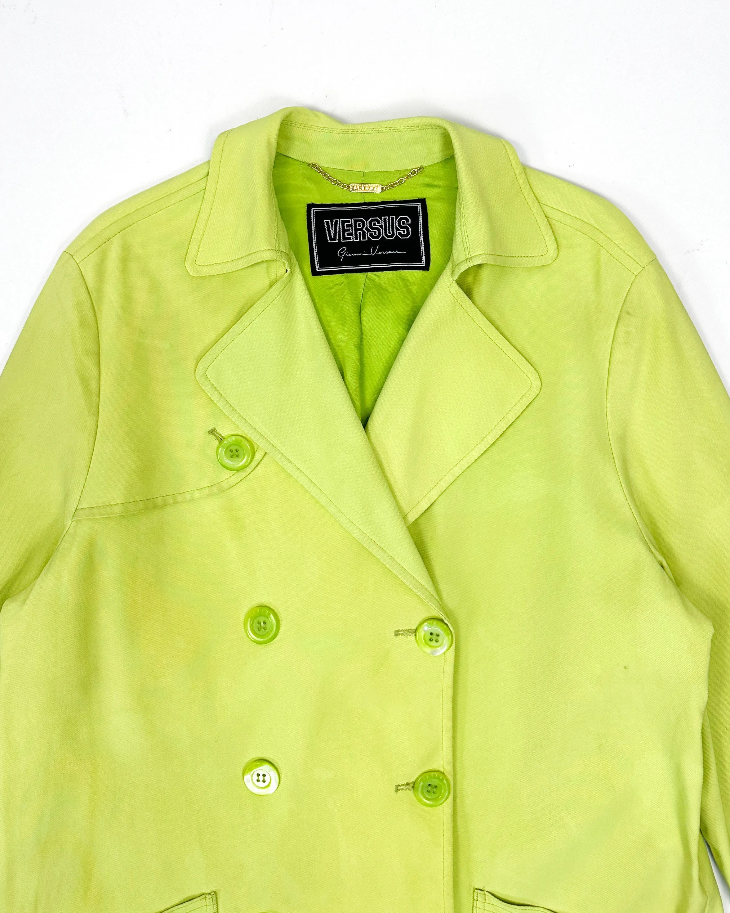 Versace Belted Trench Lime Green Jacket 1990's